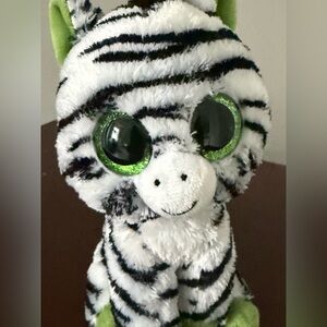 Ty Beanie Boos Zig-Zag Zebra 6” Plush Toy with Green Accents